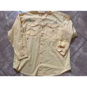 Columbia XL LS Fishing Cotton Shirt Customized Pockets